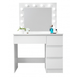 Aga Toaletný stolík so zrkadlom a osvetlením Matný biely