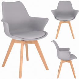 Stolička ORLEAN škandinávska plastová ekokoža sivá