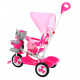 detský trojkolový bicykel Elephant Pink + zvuky + strieška + zábrana + opierka nôh + rukoväť + lyžiny + úložný priestor