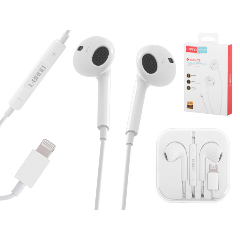 Káblové slúchadlá Lightning Biela