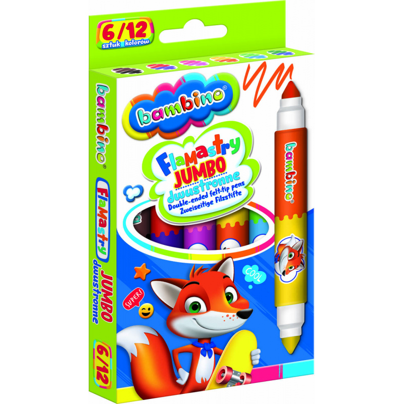 Bambino Obojstranné fixy Jumbo 6 ks/12 farieb