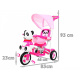 detský trojkolový bicykel Panda Pink + zvuky + strieška + zábrana + opierka nôh + rukoväť + lyžiny + úložný priestor
