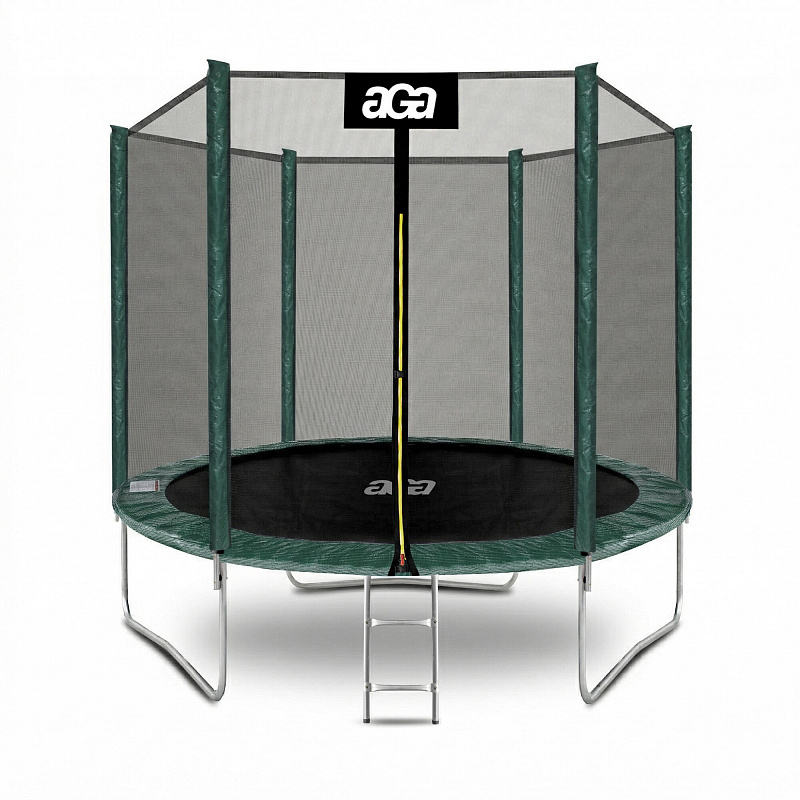 Aga SPORT TOP Trampolína 250 cm Tmavo zelená + ochranná sieť + rebrík