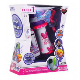 Karaoke mikrofón pre deti 3+ ružový Funkcia zmeny hlasu + svetlá + MP3