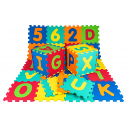 36 Puzzle podložka pre deti 10m+ Odnímateľné čísla písmená + EVA pena + skladacie figúrky
