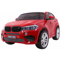 BMW X6M XXL pre 2 deti Červený lak + diaľkové ovládanie + eko koža + bezpečnostné pásy + pomalý rozjazd + MP3 + LED