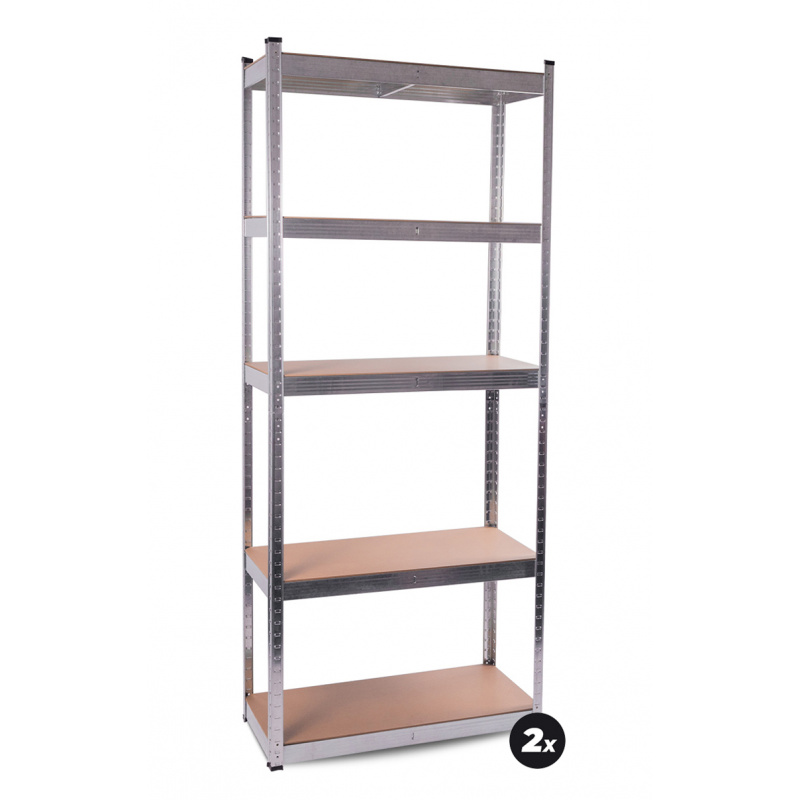 Aga 2x Kovový regál 174x75x30 cm 5 políc