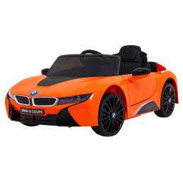 BMW I8 Lift Battery Car Orange + Diaľkové ovládanie + Pomalý štart + 3-Bodové pásy + MP3 USB + LED dióda