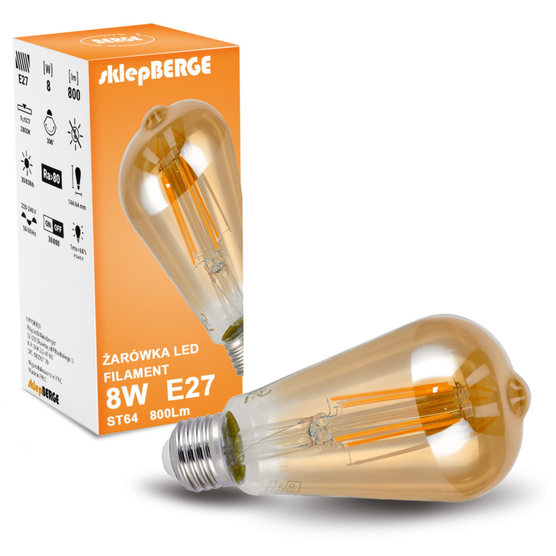 LED žiarovka E27 8W ST64 teplá biela