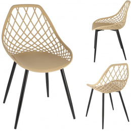 Plastová stolička ARANDA v béžovej farbe s čiernymi nohami