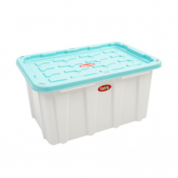 Doloni Úložný box s vekom 75x51x37 Biely/Tyrkysový