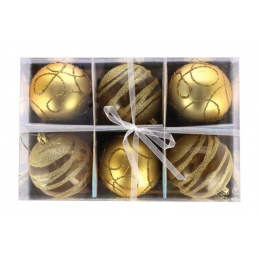 Sada šiestich zlatých vianočných ozdôb, 3 vzory na stromček