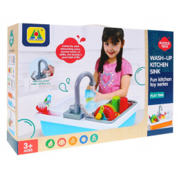 Drez na umývanie riadu pre deti 3+ Vodovodný kohútik + Sušička + Riad Príbor Drez na umývanie riadu pre deti 3+ Vodovodný kohútik + Sušička + Riad Príbor