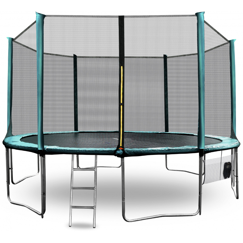 Aga SPORT PRO Trampolína 430 cm Tmavo zelená + ochranná sieť + rebrík + vrecko na obuv
