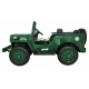 Retro vojenské auto pre 3 deti Zelené + pohon 4x4 + úložné priestory + EVA + pomalý štart + MP3 LED