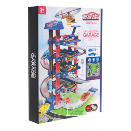 Veľká interaktívna garáž pre deti 3+ Elektrický výťah + podložka + 2 kovové autíčka + príslušenstvo