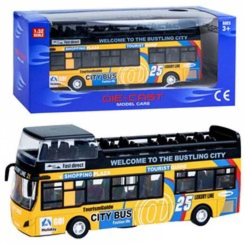 Kovový dvojposchodový autobus ZA2094 - žltý