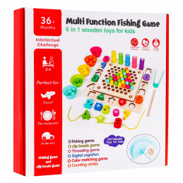 Drevená sada vzdelávacích hier 6v1 pre deti 3+ Sorter fishing učenie čísel