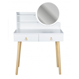 Kozmetický toaletný stolík so zrkadlom - SCANDI biela