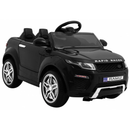 Rapid Racer elektrické auto pre deti čierne + diaľkové ovládanie + pomalý štart + EVA + MP3 LED