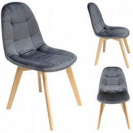 Čalúnená zamatová stolička COLIN sivá