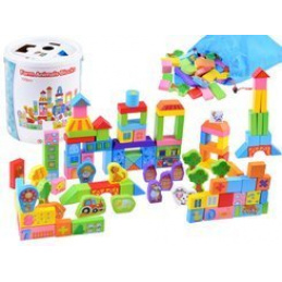 Farebné drevené kocky Farma 100ks ZA3565