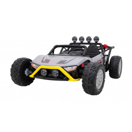 Buggy Racing 5 batériové auto pre deti šedé + motory 2x200W + diaľkové ovládanie + zvuk LED + pomalý štart