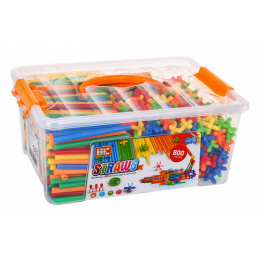 Farebné stavebnice pre deti 3+ Stavebné 3D modely + kufrík + spojky 800 el.