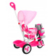 detský trojkolový bicykel Elephant Pink + zvuky + strieška + zábrana + opierka nôh + rukoväť + lyžiny + úložný priestor
