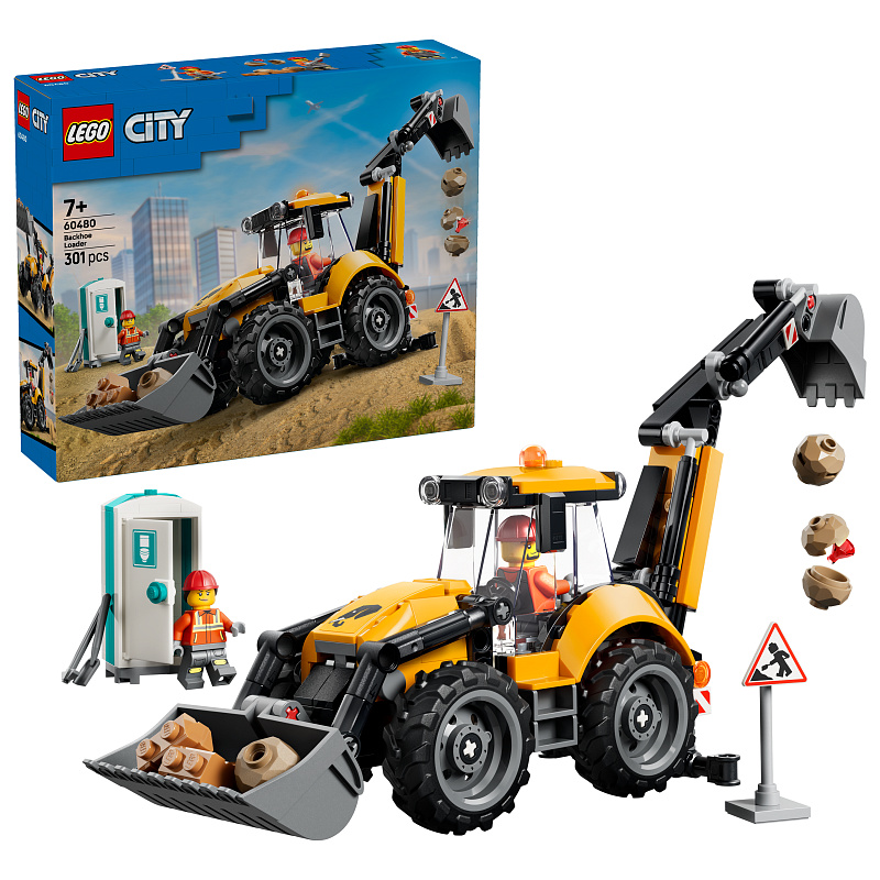 LEGO® City 60480 Žltý nakladač s rýpadlom