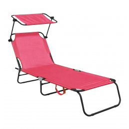 Aga Záhradné polohovacie lehátko so strieškou Ružové