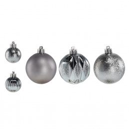 Aga Vianočné gule MIX 3/6cm 44ks Sivé