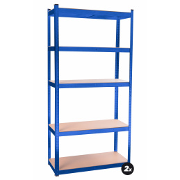 Aga 2x Kovový regál 180x90x40 cm 5 políc Modrý