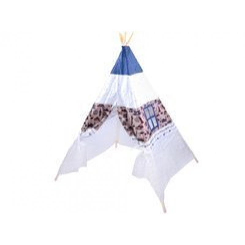 Detský stan teepee ZA3557 Tm. modrá/Biela