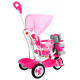 detský trojkolový bicykel Elephant Pink + zvuky + strieška + zábrana + opierka nôh + rukoväť + lyžiny + úložný priestor
