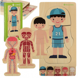 Aga Drevené puzzle Montessori časti tela Chlapec Aga Drevené puzzle Montessori časti tela Chlapec