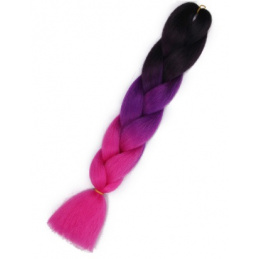 Aga Syntetické vlasy dúhové ombre čierno-fialovo-ružové