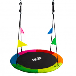 Aga Závesný hojdací kruh 120 cm Šesťfarebný s vlajkami