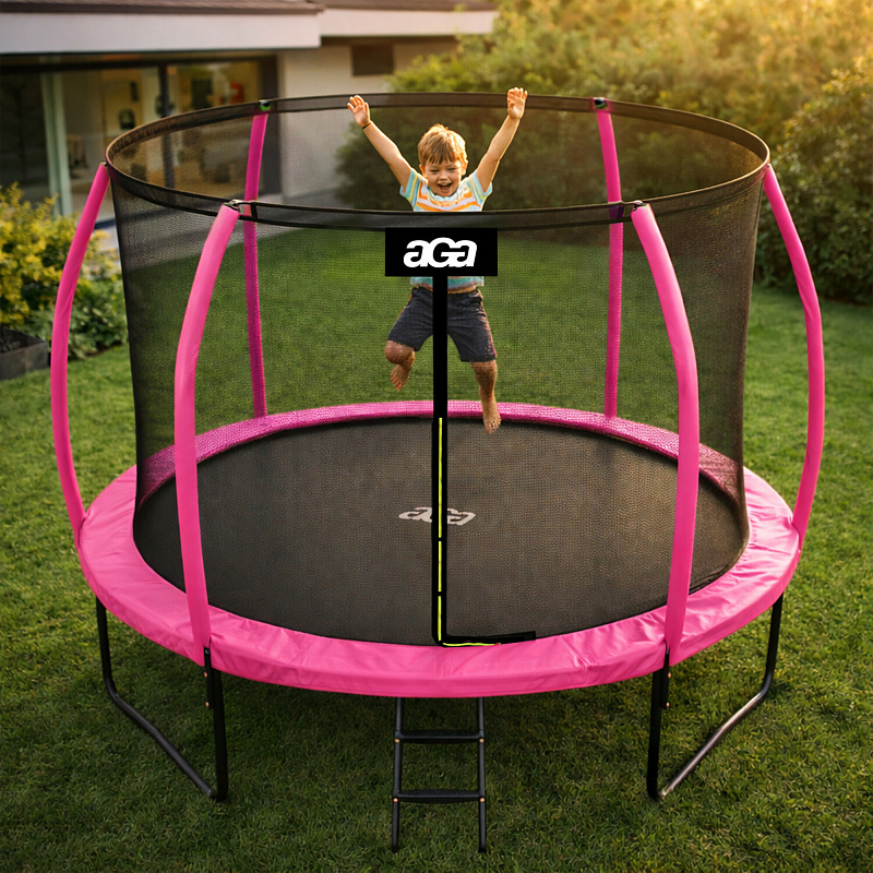 Aga SPORT EXCLUSIVE Trampolína 305 cm Ružová + ochranná sieť + rebrík - II. AKOSŤ