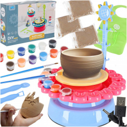 Aga Kreatívna sada hrnčiarsky kruh pre deti + hlina a maľovanie 600g