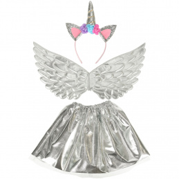 Kostým jednorožca sukňa čelenka strieborná