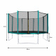 Aga SPORT PRO Trampolína 366 cm Tmavo zelená + ochranná sieť + rebrík