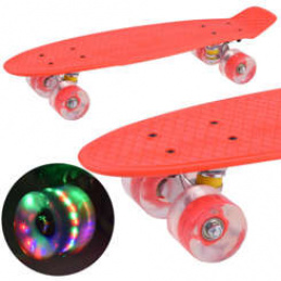 Skateboard so svietiacimi kolieskami SP0715 Červený