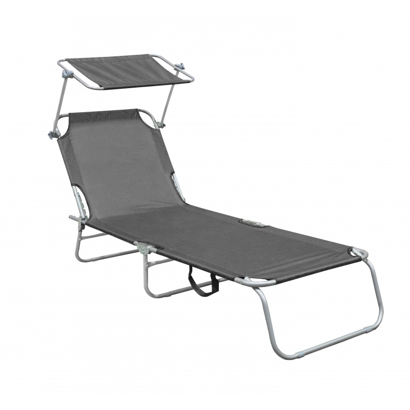 Aga Záhradné polohovacie lehátko so strieškou Sivé