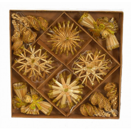 Vianočné ozdoby na zavesenie zo slamy, mix vzorov