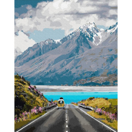 Maľovanie podľa čísel Cesta po horách 40x50 plátno + farby + štetce