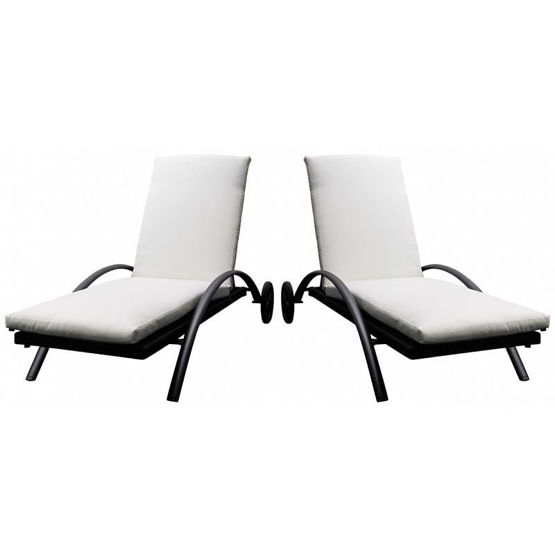 Aga 2x Záhradné polohovacie lehátko LOUNGE polyratan Čierne - II. AKOSŤ