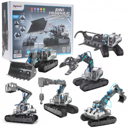 Sada stavebných strojov 6v1 pre deti 8+ Hydraulický pohon + stavebné diely 223el.