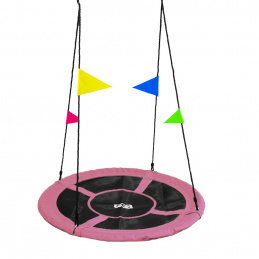 Aga Závesný hojdací kruh 120 cm Ružový s vlajkami