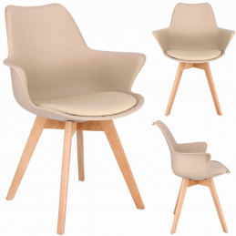 Stolička ORLEAN škandinávska plastová ekokoža béžová